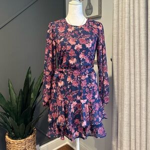 City Studio Vintage sytle Long Sleeve Floral Dress in Pink and Navy Fits xs to s